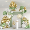136pcs Sage Green Gold White Balloons Garland Arch kit, 18 12 10 5 Inch Olive by ZizasAry