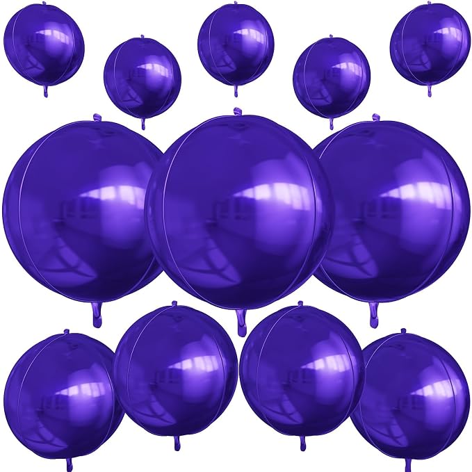 12Pcs Dark Purple Round Foil Balloons, Metallic Purple Foil Balloon by vibzox