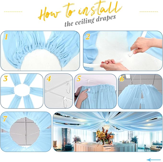 6 Panels Baby Blue Ceiling Drapes - Image 7