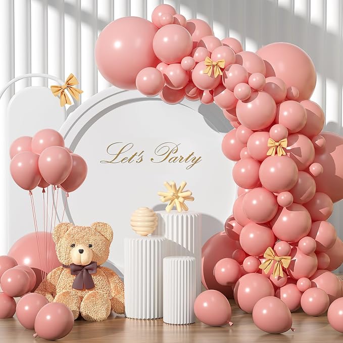 Retro Pink Balloons Different Sizes 135pcs 18" 12" 10" 5" Dusty Pink Latex by YISHEBAPA
