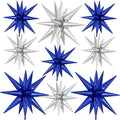 9Pcs Blue Silver Star Balloons, Large Navy Blue and Silver Explosion Foil by Dagelar
