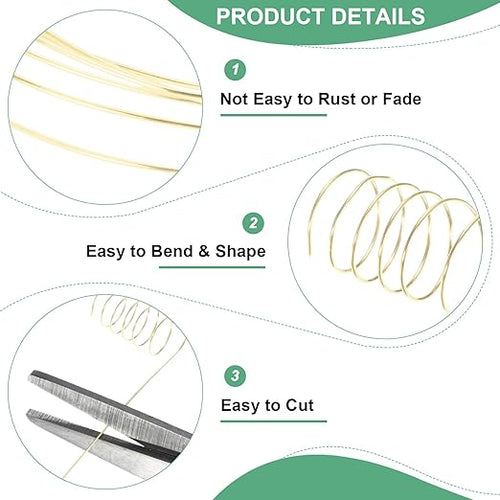 0.5 mm/24 Gauge Copper Wire for Jewelry Making, 20.3FT Copper Beading Craft Wire for Jewelry/Weaving/DIY Crafting/Planting, Color-Retaining [6.2M, Light Golden]