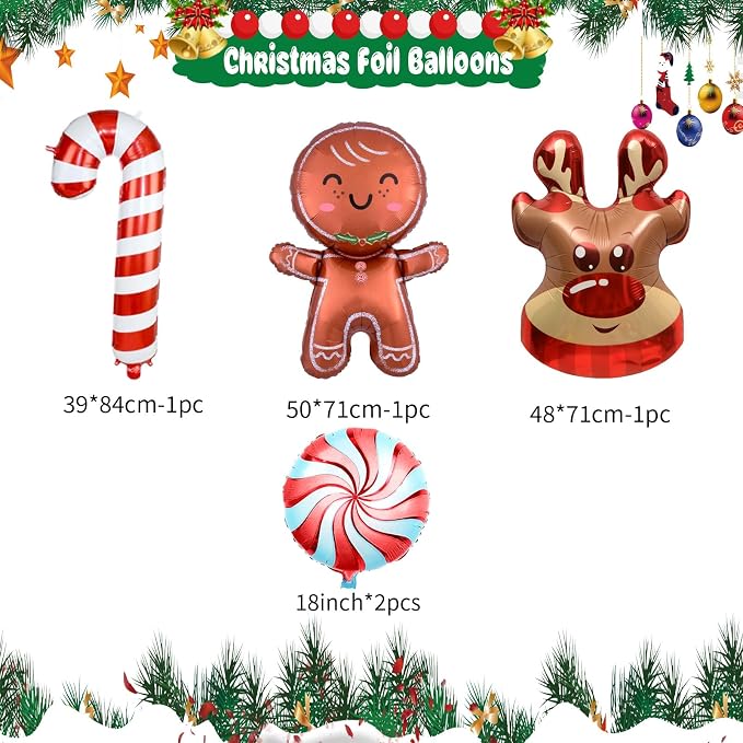 Christmas Balloon Garland Arch Kit, Gingerbread Man Windmill Foil Balloons - Image 3