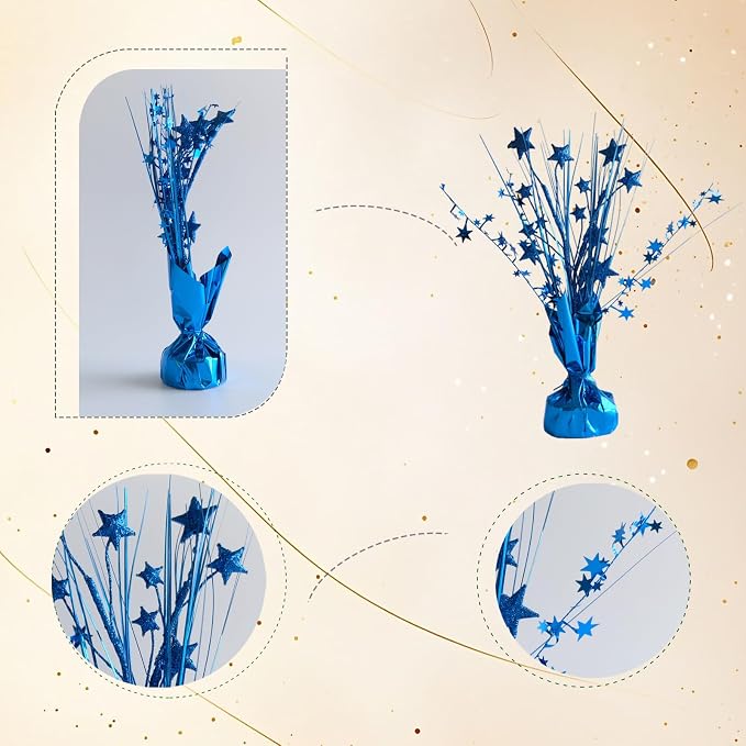 12 Pack Metallic Blue Foil Spray Centerpieces Stars Brust Table Centerpieces - Image 6