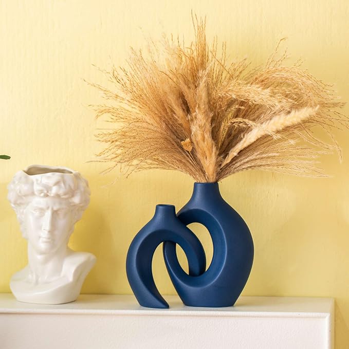 Lvases Snuggle Hollow Ceramic Flower Vase, Nordic Boho Minimalist Vase | 8.4" - Image 9