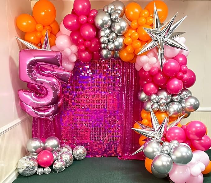 Pink and Orange Balloon Arch Kit, 18 12 10 5 Inch Different Size Balloons - Image 4