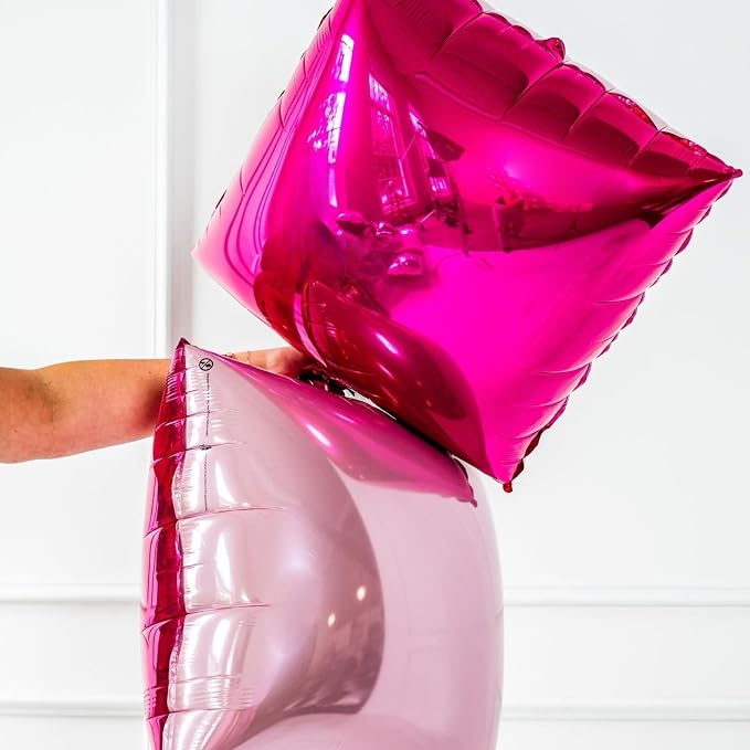 Hot Pink and Rose Double Sided Square Foil Balloons Wall, 19 Inches Pink - Image 4