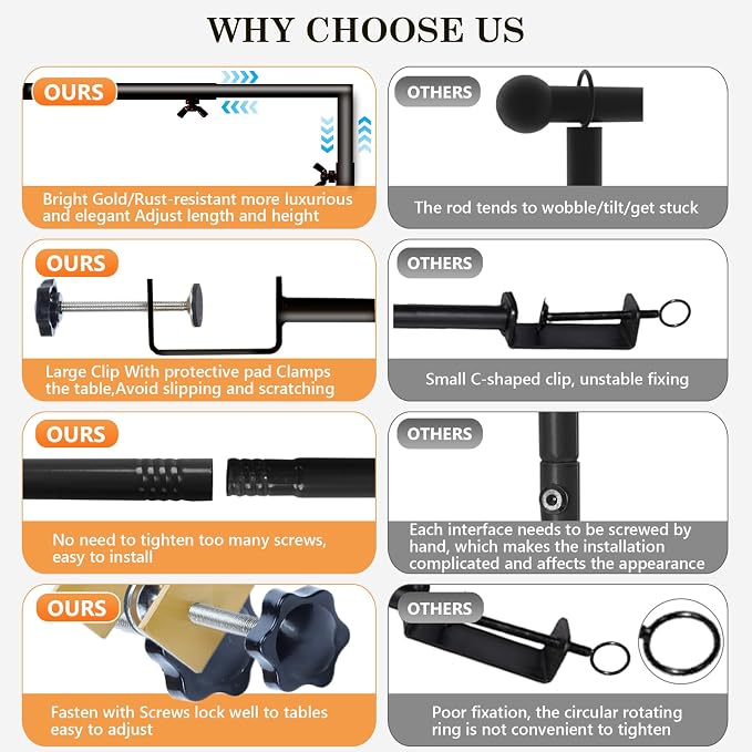 Over The Table Rod Stand with Clamps Black Table Balloon Arch Banner Frame | - Image 4