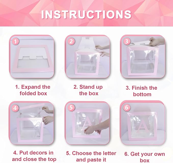 Pink Transparent Balloon Boxes, 6 Valentine's Day Baby Boxes - Image 7