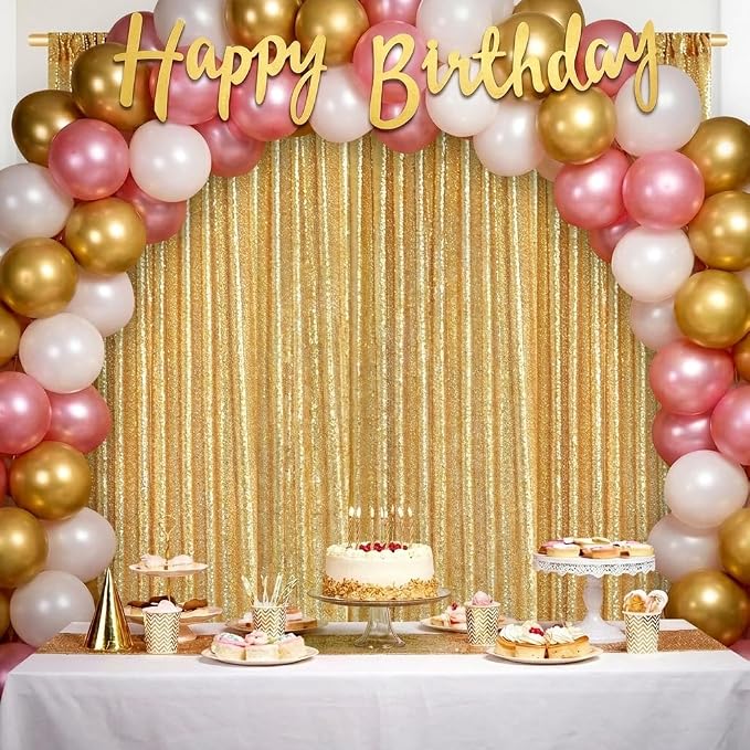Gold Sequin Backdrop Curtains-1 Panel 3FTx8FT Gold Backdrop - Image 7