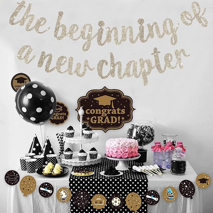 BEISHIDA Champagne Pre-Strung Glitter The Beginning of A New Chapter Banner | - Image 6
