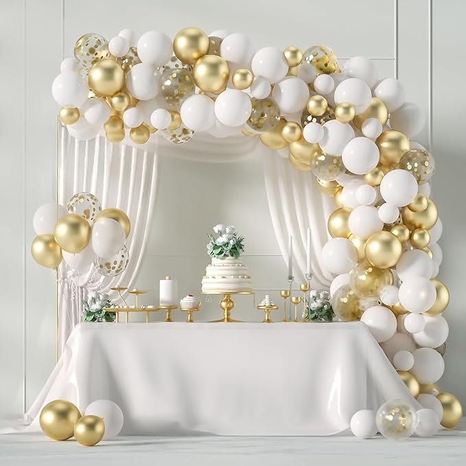 White and Gold Balloons Arch Kit, Engagements, Baby Shower Anniversary - Image 6