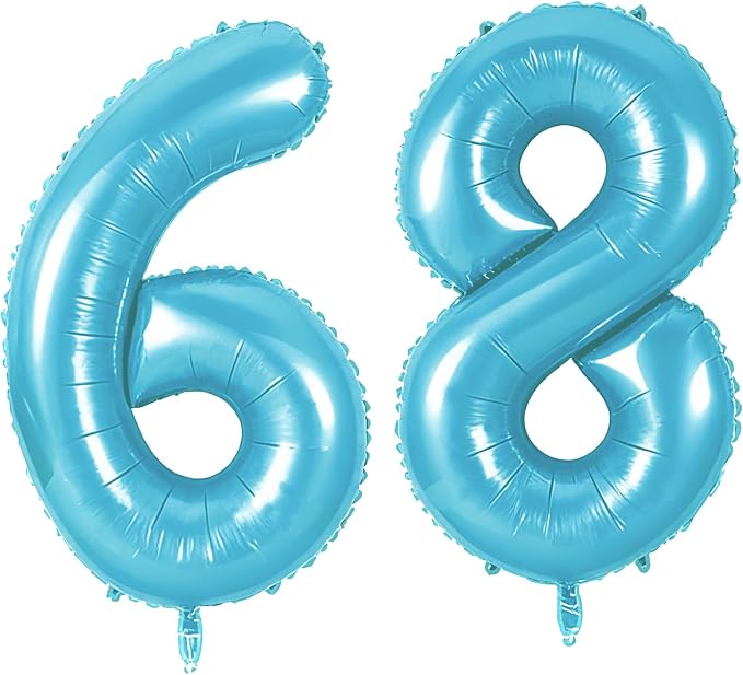 Number 68 Balloons for 68th Birthday Party Decorations, 0-100 Large No.68 by Joycard