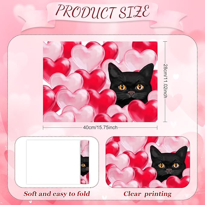 Cute Cat Themed Valentine's Day Paper Placemats, Holiday Party Table Decor - Image 2