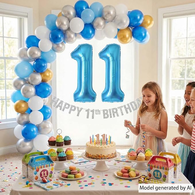 Light Blue Number 11 Balloon 40 Inch, Foil Numeral - Image 2