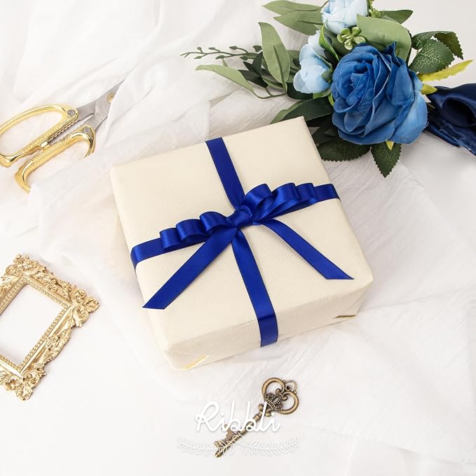 Ribbli Cobalt Blue Satin Ribbon Double Faced Satin 1/2 inch x Continuous 50 - Image 2