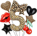 Leopard Print Bow Balloons Birthday Decorations 40Inch Cheetah Number 5 Foil by Unknown