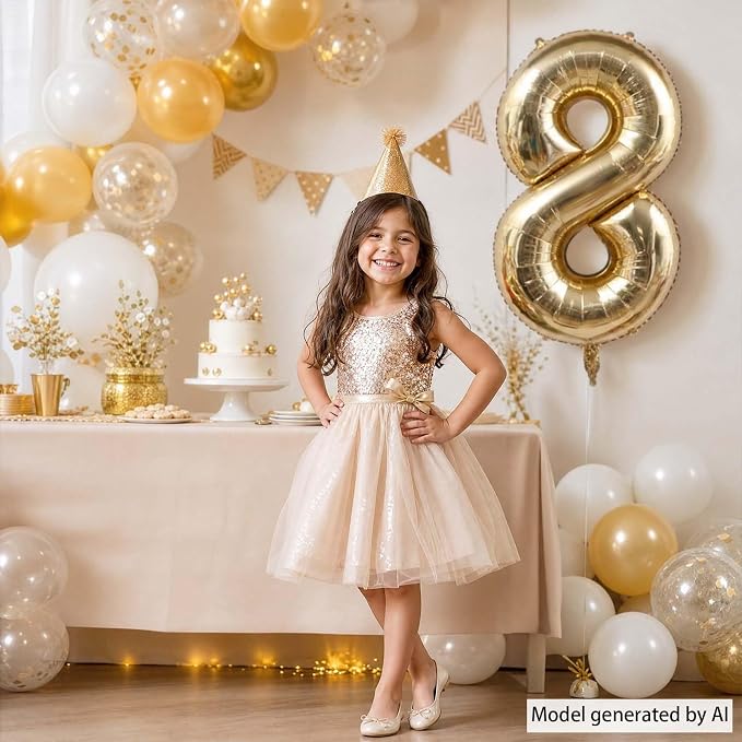 White Gold Number 8 Balloon 40 Inch, Foil Digit - Image 2