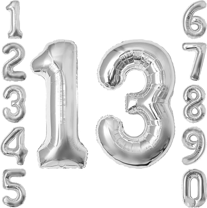 Silver Number 13 Balloon 40 Inch, Sleek Foil by Unknown