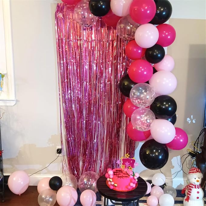 Balloons Black and Pink, Rose Red Pink Party Balloons Decoration - Image 7