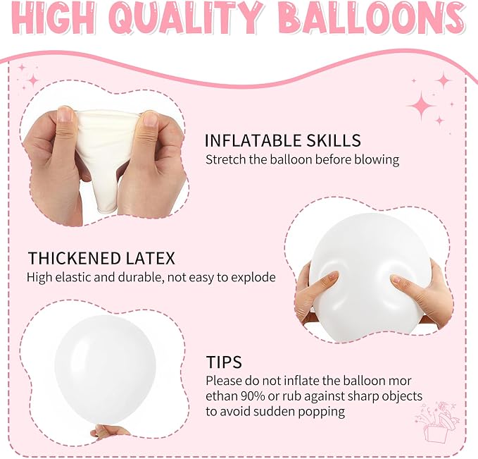 154 PCS Pink and White Balloon Arch Kit, Different Sizes - Image 6