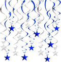BEISHIDA Blue Silver Stars Hanging Swirls Bachelorette Graduation Hanging by Beishida