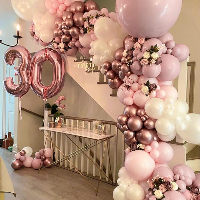 PartyWoo Dusty Pink Balloons 50pcs Lilac Pink Latex Helium Balloons 12 Inch | - Image 9
