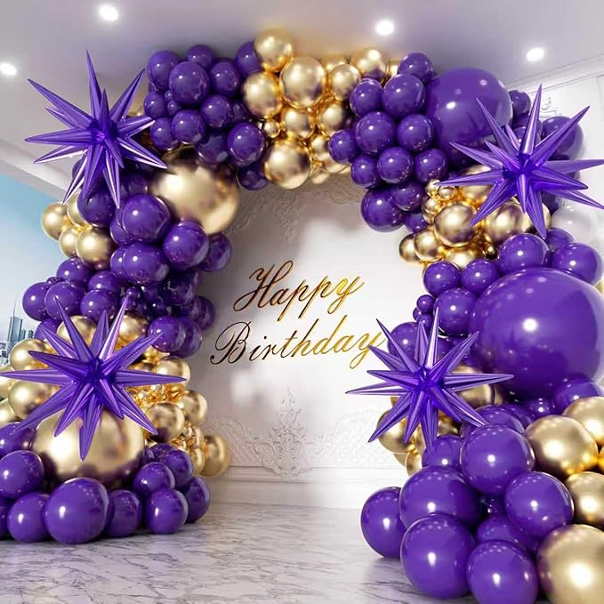 Purple and Gold Balloon Arch Garland Kit 153pcs by PTGOLUO