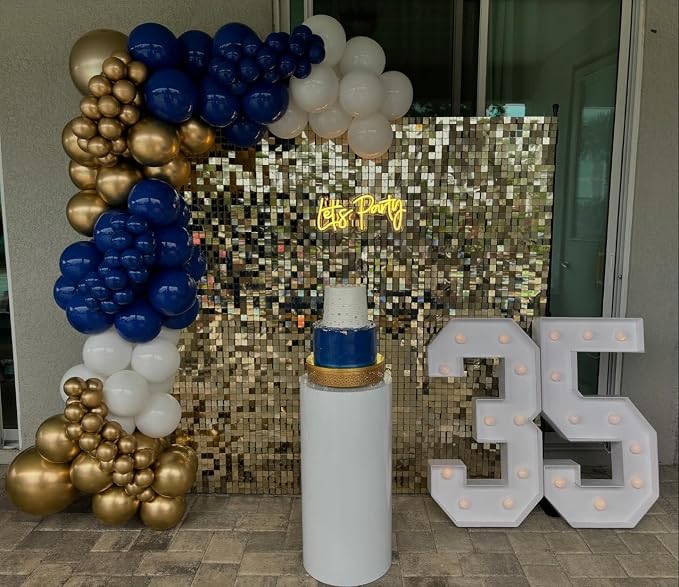 Blue and Gold Balloon Arch Kit, Explosion Star Royal Dark Blue and Metallic - Image 6