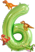 Dinosaur 6th Birthday Decorations 40 Inch Giant Green Number 6 Foil Balloon | by FacnyGather