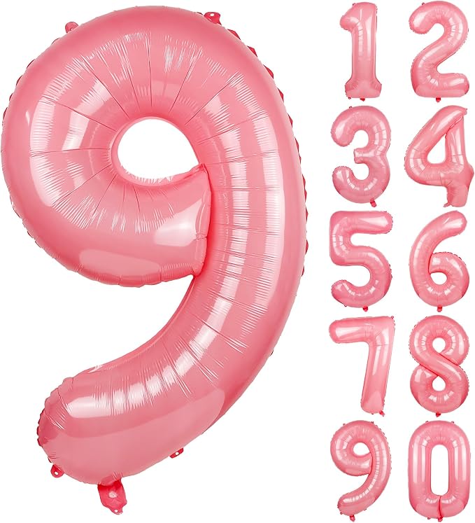 Macaron Pink Number 9 Balloon 40in Large Helium Foil Polyester Film Balloon | by Exquisitehighqualitypartydecorationstomeetyoureveryneed%EF%BC%81