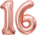 Rose Gold 16 Number Balloons, 40 Inch Big Giant Jumbo 16 or 61 Balloon Numbers by BBPOOL