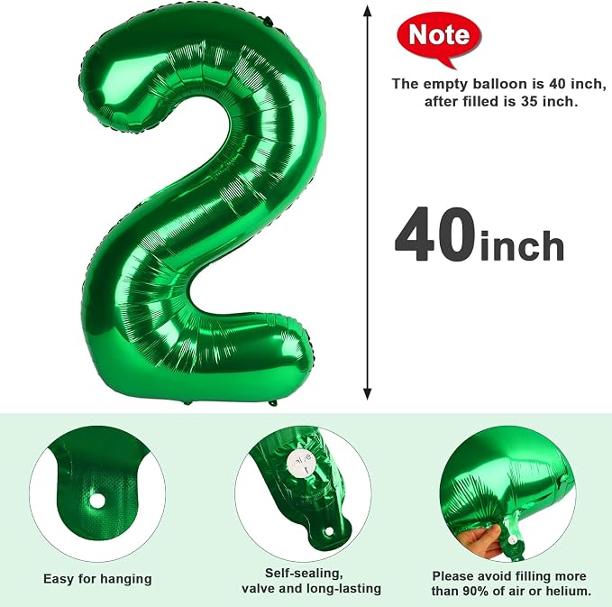 2 Balloon Numbers 40Inch Dark Green Party Decorations - Image 6