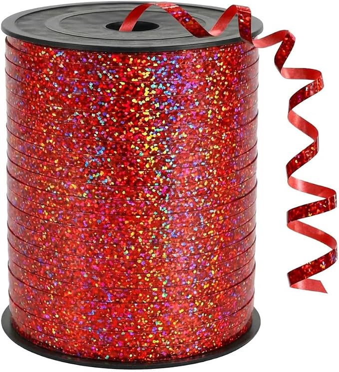 500 Yards Red Curling Crimped Ribbon Balloon String Shiny Metallic Roll by Unknown