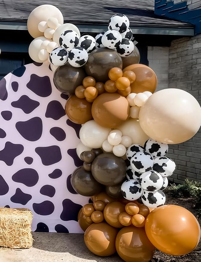 Western Cow Print Balloon Arch Kit, Cowboy Party Decorations | 134 Pcs Brown - Image 4