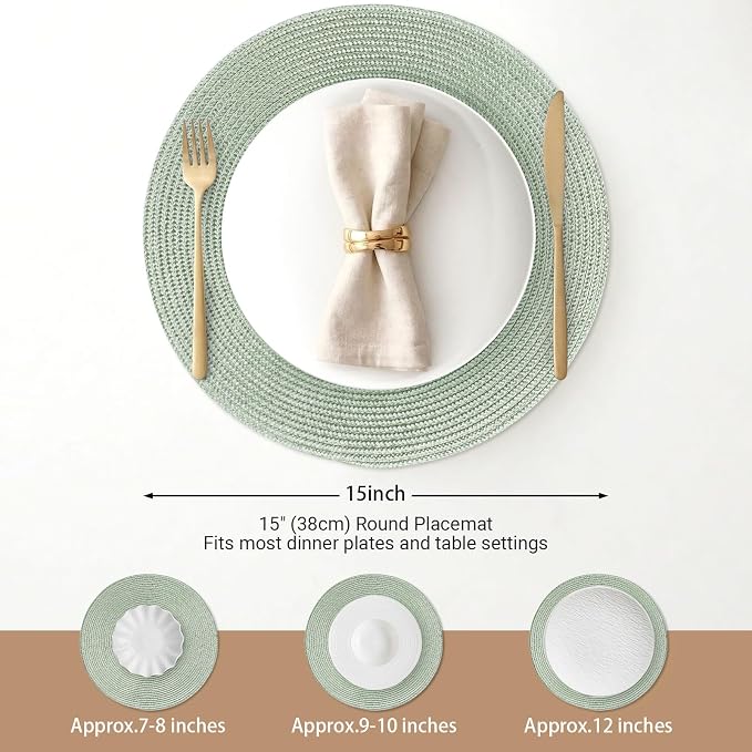 FunWheat Round Braided Placemats Set of 6 Place Mats - Image 2