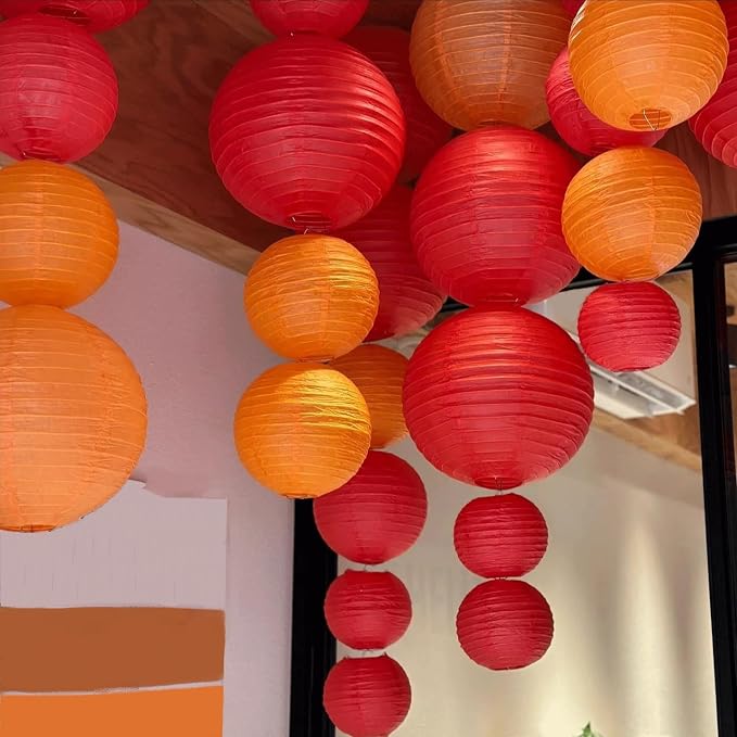 12Pcs 6, 12 Inch Mixed Sizes Red Paper Lanterns Decorative Chinese, Japanese - Image 7