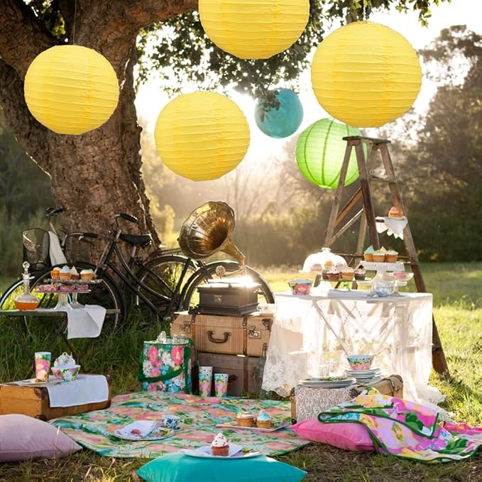 BEISHIDA 10Inch Yellow Paper Lanterns 6 Packs Hanging Round Chinese Lantern | - Image 4