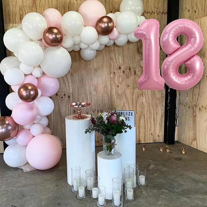 TONIFUL 40 Inch Pink Number 18 Balloon Large Foil 18th Birthday Decorations | - Image 4