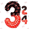 40 Inch Red Cartoon Mouse Number 3 Balloon, Birthday Party Decorations | Black by AXBMM