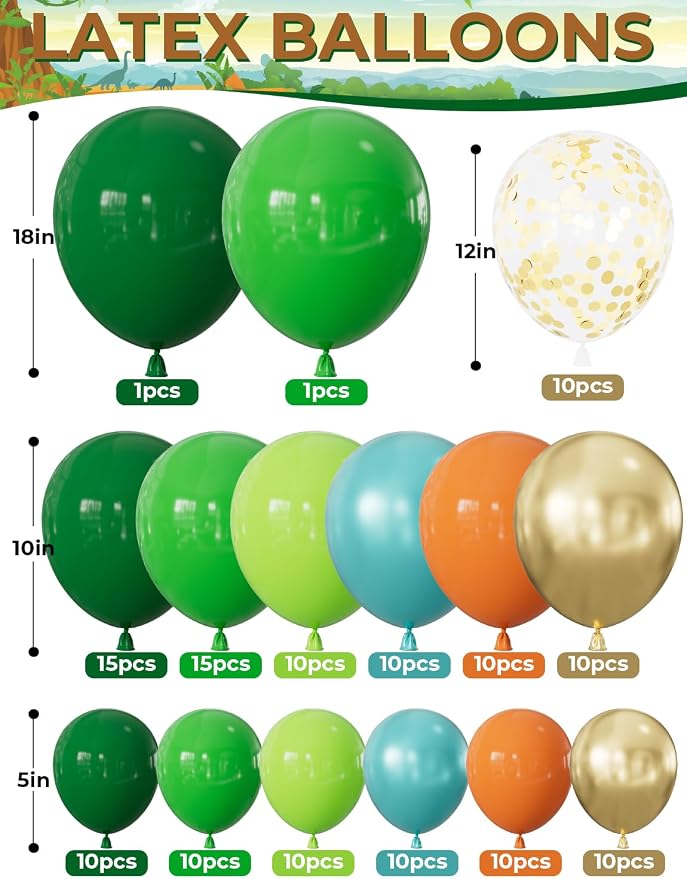 Dinosaur Balloon Arch Garland Kit, Jungle Balloons - Image 2