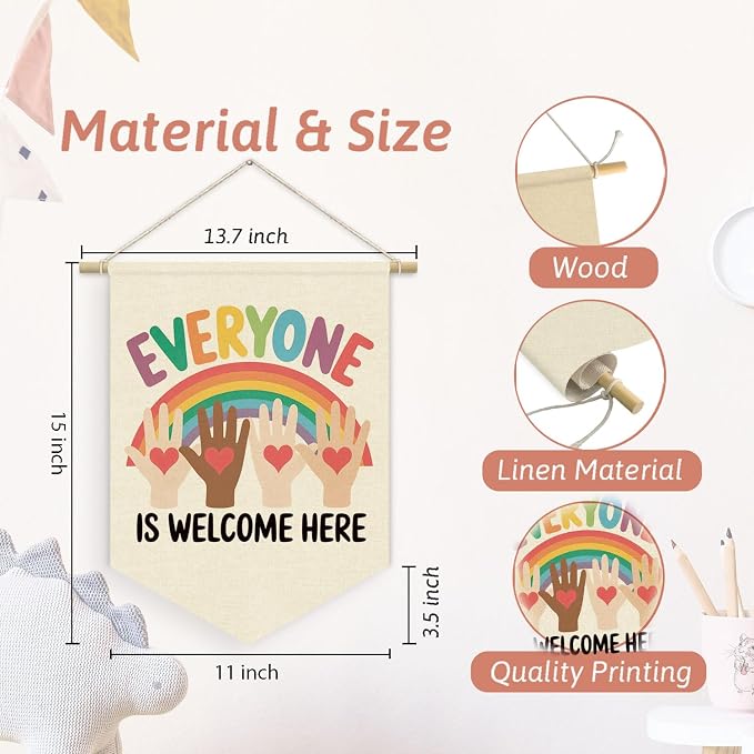 Classroom Door Wall Decorations, Inspirational Diversity Linen Canvas Banner - Image 7