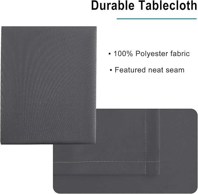 Hiasan Gray Rectangle Tablecloth - Waterproof Spillproof and Wrinkle Resistant Washable Polyester Table Cloth for Dining Party, 80 x 80 inch