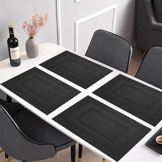 PIGCHCY Placemats, Washable Vinyl Woven Table Mats, Elegant Durable Placemats - Image 5