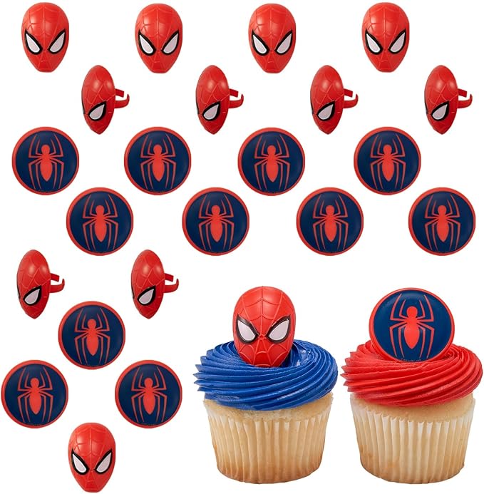 DecoPac Marvel's Spider-Man™ Spider and Mask Rings, Spider-Man Cupcake by Decopac