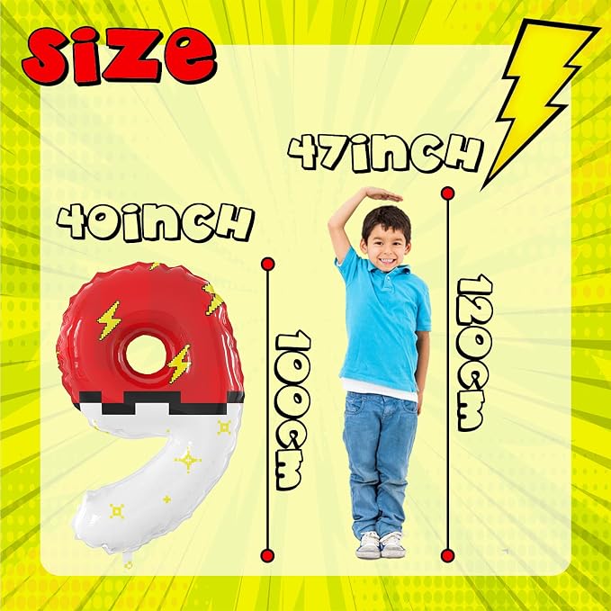 40 Inch Giant Red and White Cartoon Theme Number Foil Balloons - Image 3
