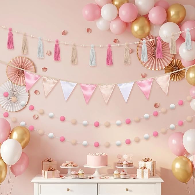 Hahafelt 4 Pcs Baby Shower Party Decoration Kit Pennant Bunting Banner Tassel - Image 5