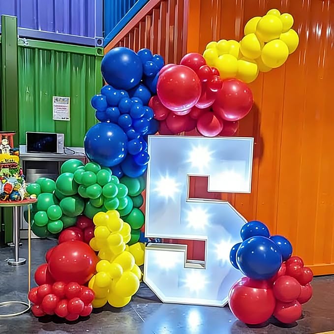 YMSZ Red Blue Green Yellow Balloons, Different Size, - Image 4