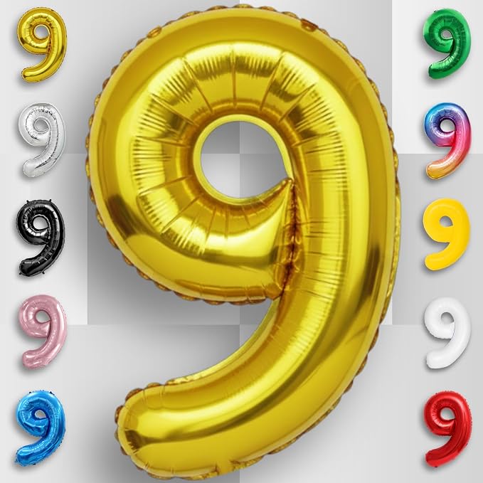 Gold Number Balloon 9 Mylar Foil Balloons 40 inch - Image 6