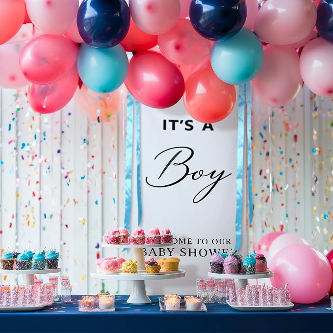 Oudain 24x60 Inch It's a Boy Burlap Banner, Baby Shower Fabric Backdrop - Image 4